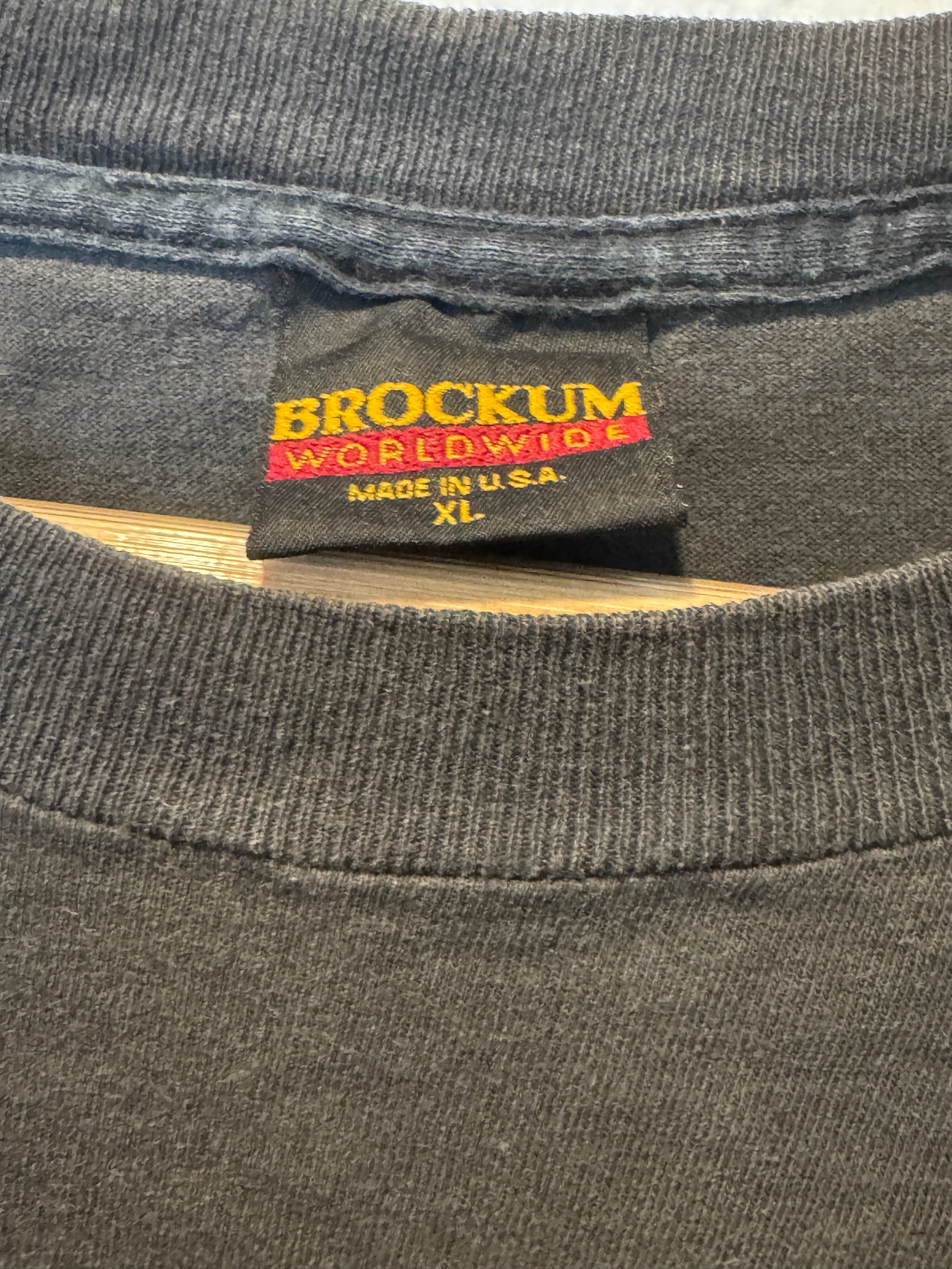 Close-up of a Brockum logo on a textured surface
